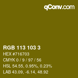 Color code: RGB 113 103 3 | qconv.com