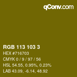 カラーコード: RGB 113 103 3 | qconv.com