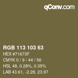 カラーコード: RGB 113 103 63 | qconv.com