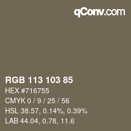 Color code: RGB 113 103 85 | qconv.com
