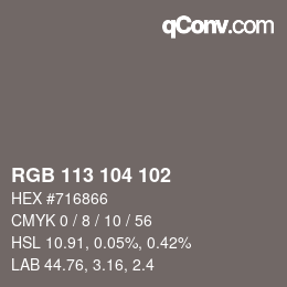 Código de color: RGB 113 104 102 | qconv.com