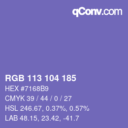 颜色代码: RGB 113 104 185 | qconv.com