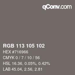 Código de color: RGB 113 105 102 | qconv.com
