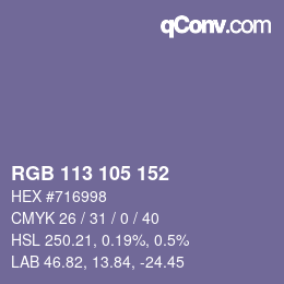カラーコード: RGB 113 105 152 | qconv.com