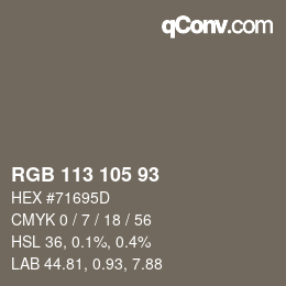 カラーコード: RGB 113 105 93 | qconv.com