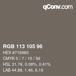 Farbcode: RGB 113 105 96 | qconv.com
