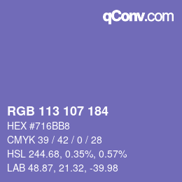 Color code: RGB 113 107 184 | qconv.com