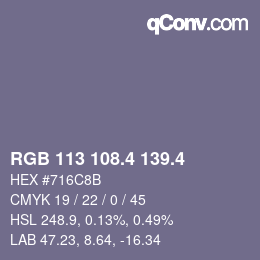 カラーコード: RGB 113 108.4 139.4 | qconv.com