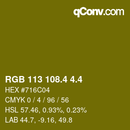 カラーコード: RGB 113 108.4 4.4 | qconv.com