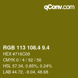カラーコード: RGB 113 108.4 9.4 | qconv.com