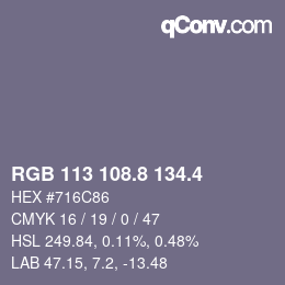 カラーコード: RGB 113 108.8 134.4 | qconv.com