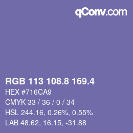カラーコード: RGB 113 108.8 169.4 | qconv.com