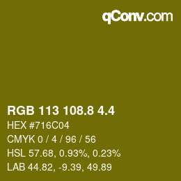 カラーコード: RGB 113 108.8 4.4 | qconv.com