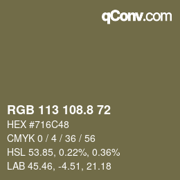カラーコード: RGB 113 108.8 72 | qconv.com