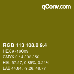 カラーコード: RGB 113 108.8 9.4 | qconv.com