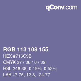 カラーコード: RGB 113 108 155 | qconv.com