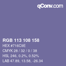 カラーコード: RGB 113 108 158 | qconv.com