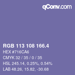 カラーコード: RGB 113 108 166.4 | qconv.com