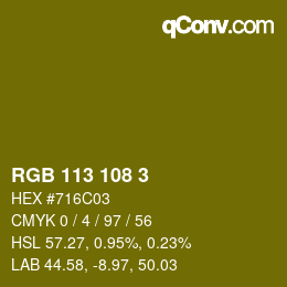 カラーコード: RGB 113 108 3 | qconv.com