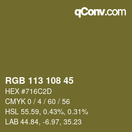 Color code: RGB 113 108 45 | qconv.com