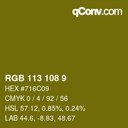 カラーコード: RGB 113 108 9 | qconv.com