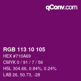 颜色代码: RGB 113 10 105 | qconv.com