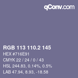 カラーコード: RGB 113 110.2 145 | qconv.com