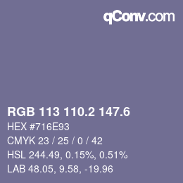 カラーコード: RGB 113 110.2 147.6 | qconv.com