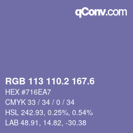 カラーコード: RGB 113 110.2 167.6 | qconv.com