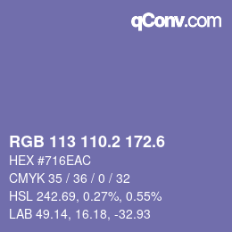 カラーコード: RGB 113 110.2 172.6 | qconv.com