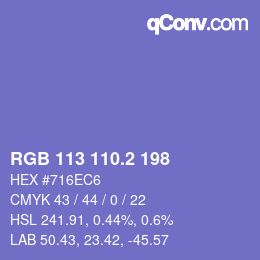 カラーコード: RGB 113 110.2 198 | qconv.com