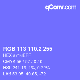 カラーコード: RGB 113 110.2 255 | qconv.com