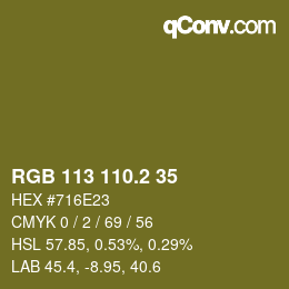 カラーコード: RGB 113 110.2 35 | qconv.com