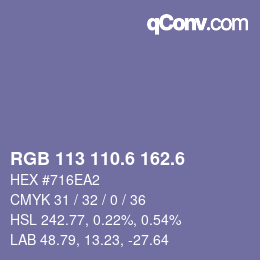 カラーコード: RGB 113 110.6 162.6 | qconv.com