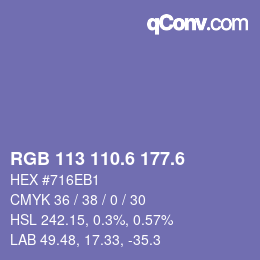 カラーコード: RGB 113 110.6 177.6 | qconv.com
