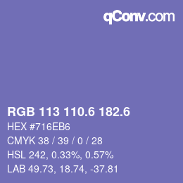 カラーコード: RGB 113 110.6 182.6 | qconv.com