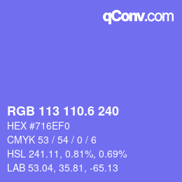 カラーコード: RGB 113 110.6 240 | qconv.com