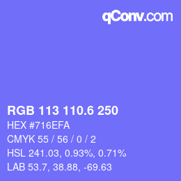 カラーコード: RGB 113 110.6 250 | qconv.com