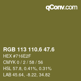 カラーコード: RGB 113 110.6 47.6 | qconv.com