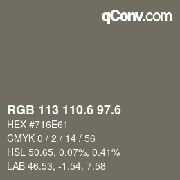 カラーコード: RGB 113 110.6 97.6 | qconv.com