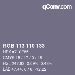 Color code: RGB 113 110 133 | qconv.com