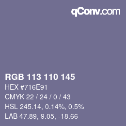 颜色代码: RGB 113 110 145 | qconv.com