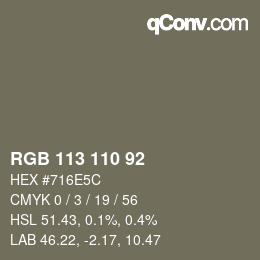カラーコード: RGB 113 110 92 | qconv.com