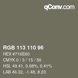 Farbcode: RGB 113 110 96 | qconv.com