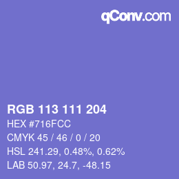 Color code: RGB 113 111 204 | qconv.com