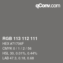 Color code: RGB 113 112 111 | qconv.com