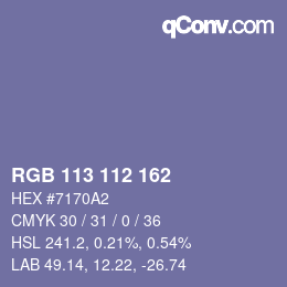 Color code: RGB 113 112 162 | qconv.com