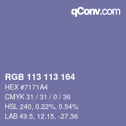 Color code: RGB 113 113 164 | qconv.com