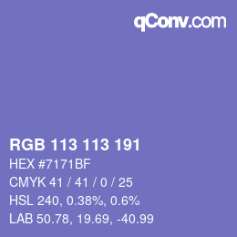Color code: RGB 113 113 191 | qconv.com
