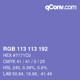 Color code: RGB 113 113 192 | qconv.com